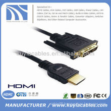 High speed gold plated HDMI to DVI 24+1 cable with Ethernet 1080p